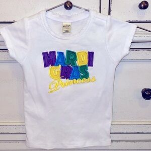 Kavio! Infant 24mo Mardi Gras Princess white shirt purple green yellow stitching